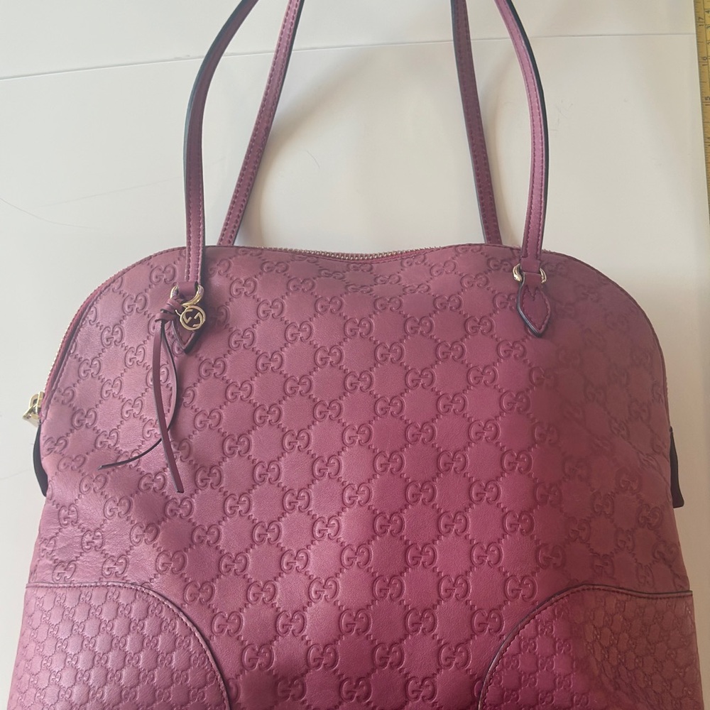 Gucci Magenta Embossed Shoulder Bag